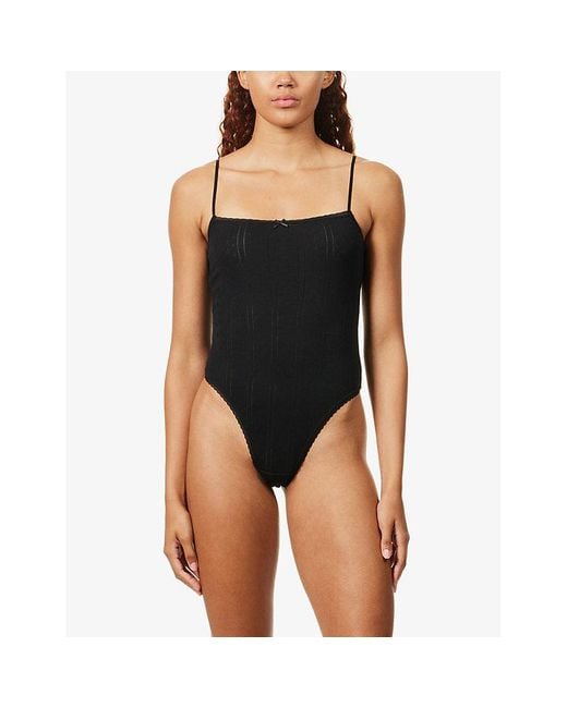 Cou Cou Intimates Black The Bodysuit Pointelle Cotton Body