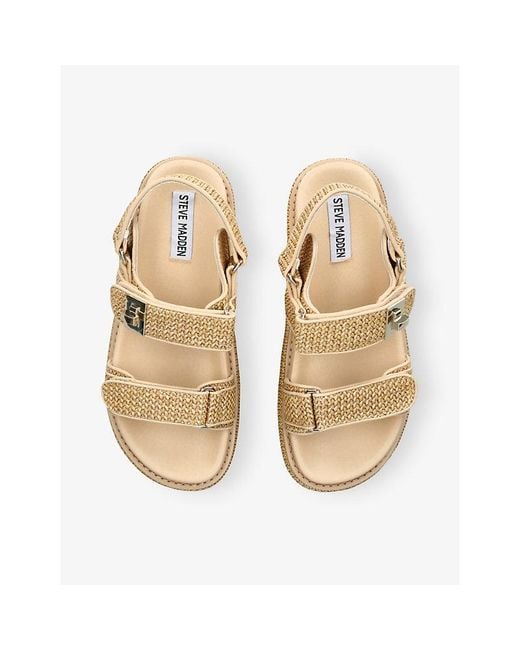 Steve Madden Natural Bigmona Raffia Flat Sandals