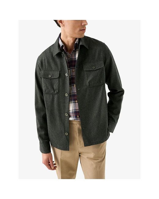 Eton of Sweden Blue Checked Casual-Fit Cotton-Flannel Shirt for men