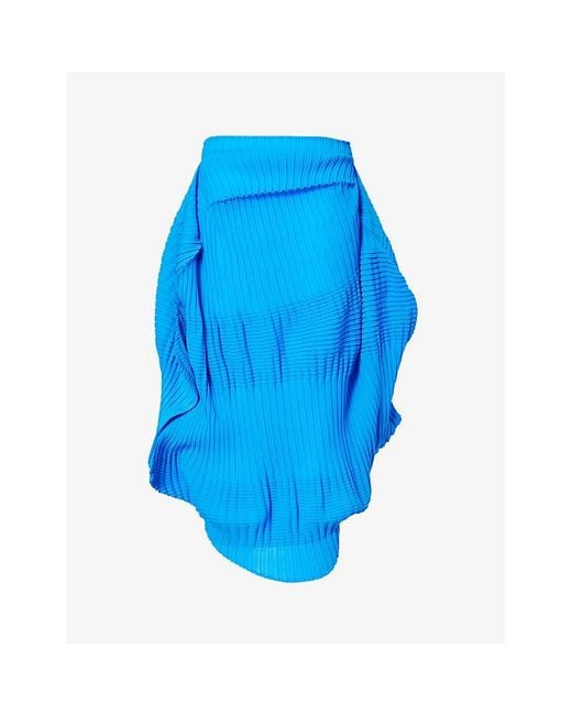 Issey Miyake Blue Aerate Pleated Knitted Midi Skirt