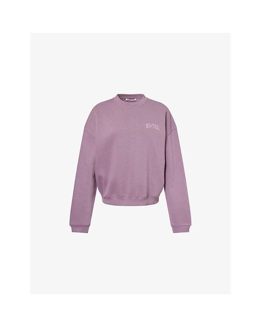 BO+TEE Purple Brand-Embroidery Relaxed-Fit Cotton-Blend Sweatshirt