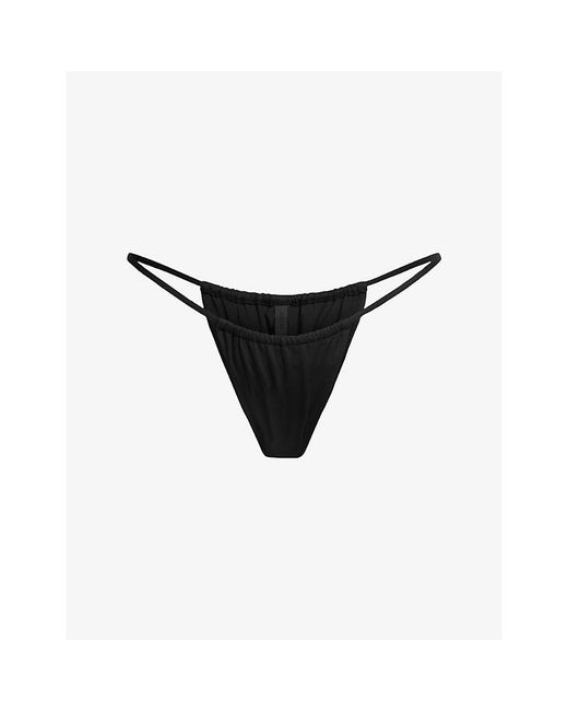 Skims Black Signature Swim String Bikini Bottoms