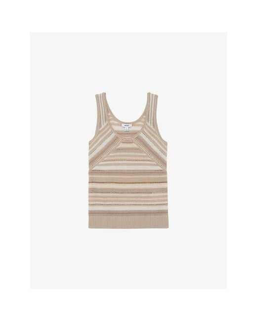 Reiss Natural Miriam Striped Scoop-Neck Knitted Vest