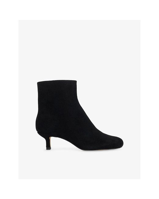 Dune Black Orina Suede Heeled Ankle Boots