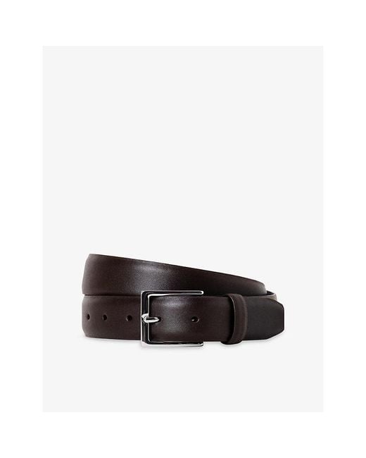 Hackett Black Feather-Edge Leather Belt for men