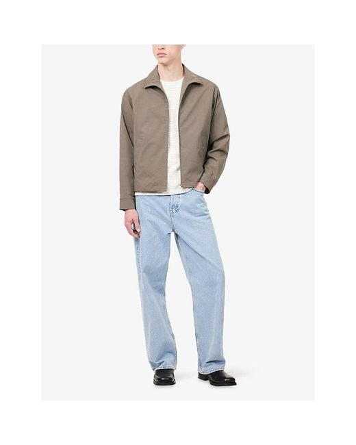 FRAME Brown Funnel-Neck Nylon Jacket for men