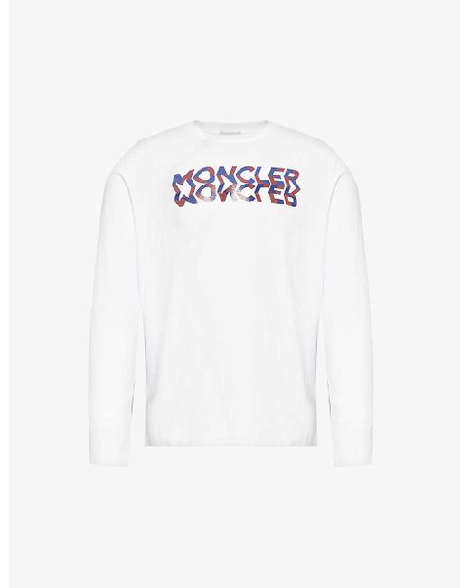 Moncler White Reflection Brand-print Cotton-jersey Sweatshirt X for men