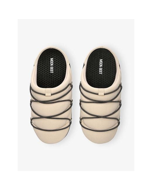 Moon Boot Black Soft Woven Slippers for men