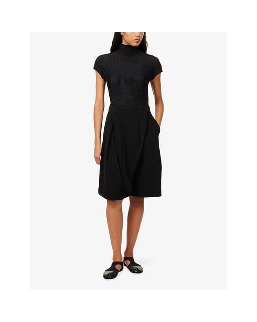 Issey Miyake Blue High-Neck Pleats Knitted Shirt