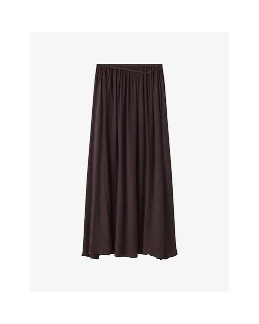 Joseph Brown Elba Tie-Waist Crepe Maxi Skirt