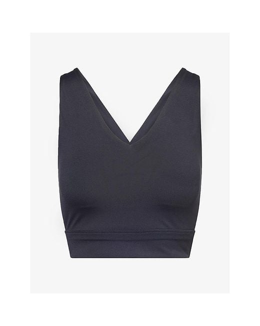 Sisterly Tribe Blue Softsculpt V-Neck Cross Back Sports Bra