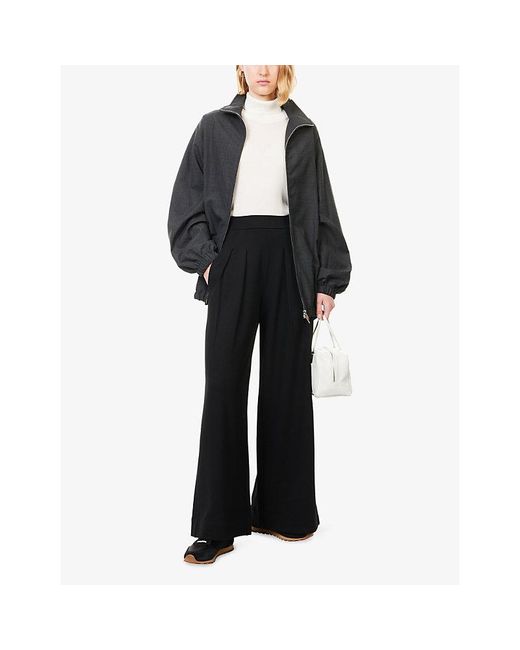 ME+EM Black Luxe Travel Wide-Leg Stretch-Woven Trousers