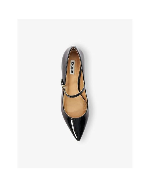 Dune White Hastas Pointed Patent Faux-leather Mary-jane Courts
