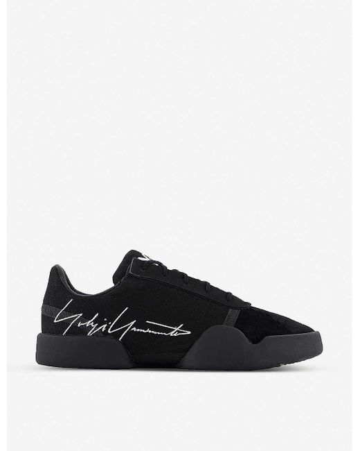 Adidas Black Y-3 Yunu Canvas And Leather Trainers for men