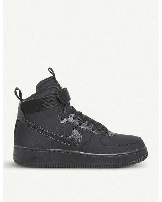 Nike Air Force 1 High-top Canvas And Leather Trainers in Black for Men |  Lyst