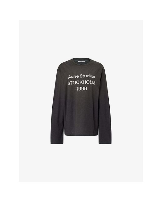 Acne Black 1996 Logo-Print Cotton-Blend T-Shirts