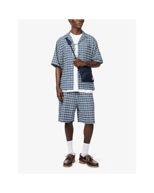 Carhartt Blue Kander Checked Cotton Shorts for men