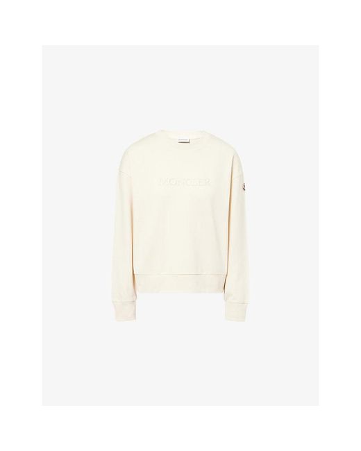Moncler Natural Brand-Embroidery Round-Neck Cotton-Jersey Sweatshirt