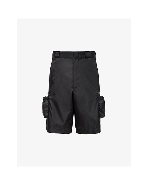 Prada Black Re-nylon Bermuda Brand-plaque Recycled-nylon Shorts X for men