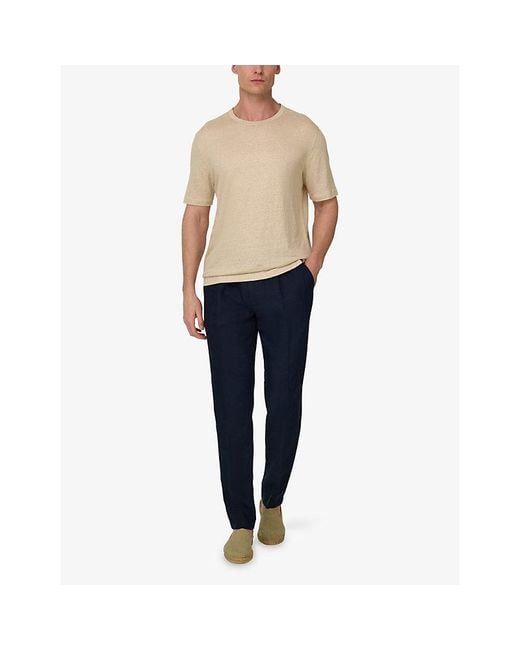 Boggi Natural Crewneck Regular-Fit Stretch-Linen T-Shirt for men