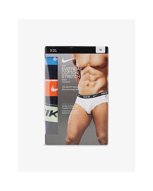 Nike Multicolor Everyday Dri-Fit Pack-Of-Three Stretch-Cotton Briefs for men