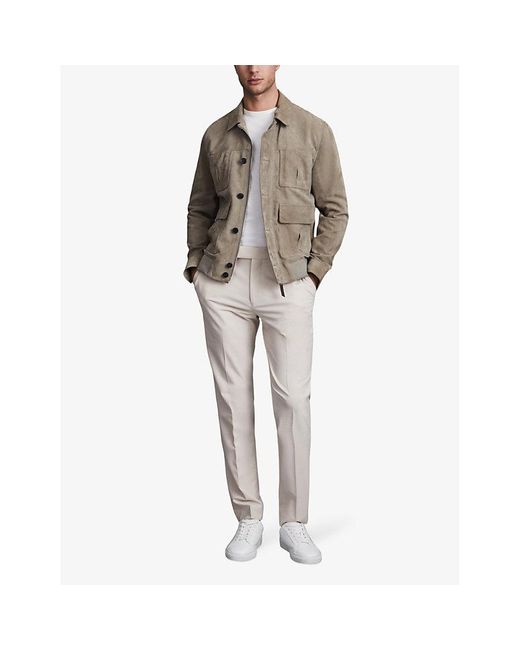 Reiss Gray Found Pressed-crease Straight-leg Stretch-woven Trousers for men
