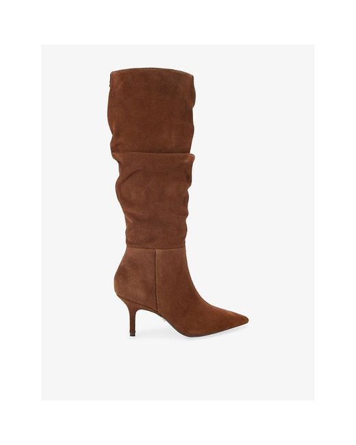 Carvela Kurt Geiger Brown Spirit Slouch Suede Heeled Knee-High Boots