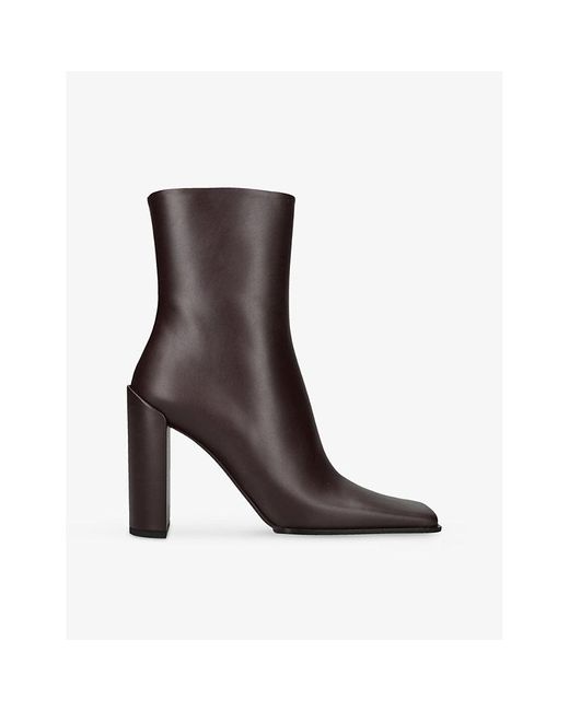 Alaïa Brown Square-Toe Leather Heeled Boots