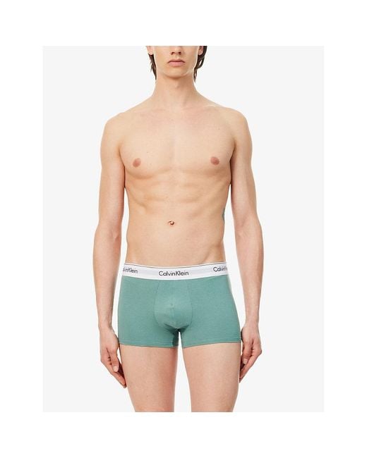 Calvin Klein White Logo-waistband Pack Of Three Stretch-cotton Trunks for men