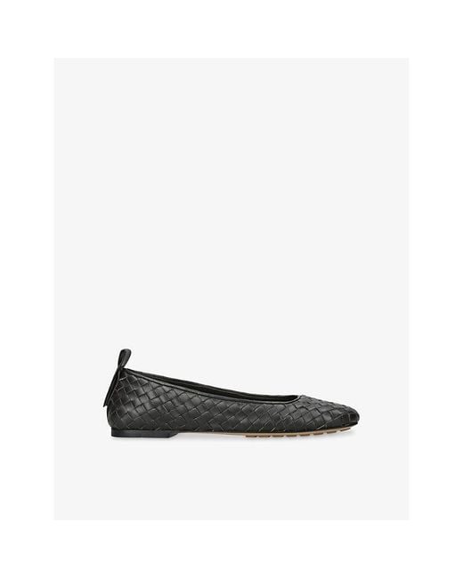 Bottega Veneta Black Charlotte Leather Ballerina Flats