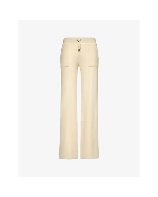 Juicy Couture Natural Del Ray Straight-leg Mid-rise Stretch-woven jogging Bottoms