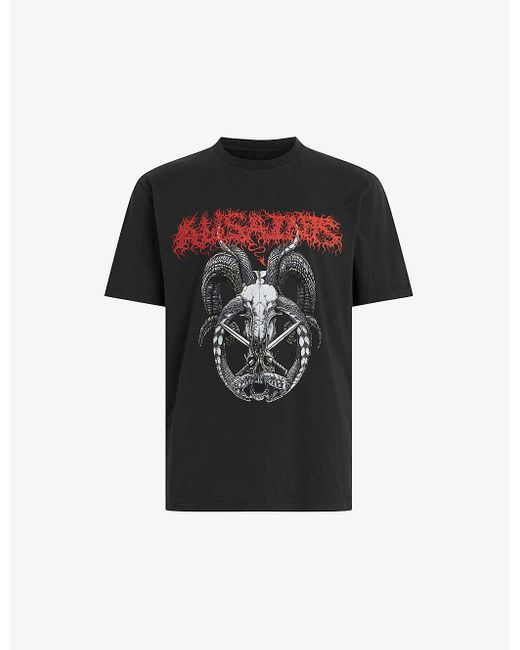 AllSaints Black Archon Graphic-print Short-sleeve Organic-cotton T-shirt for men