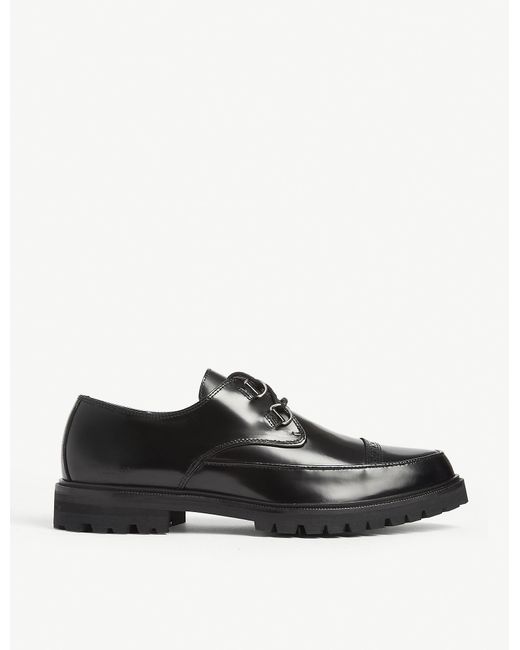 The Kooples Black D-ring Patent Leather Derby Shoes for men