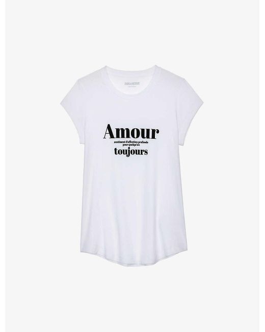 Zadig & Voltaire Skinny Amour-print Cotton T-shirt in White | Lyst