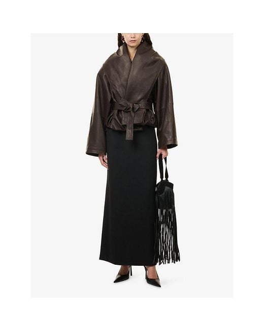 Magda Butrym Brown Belted Leather Jacket