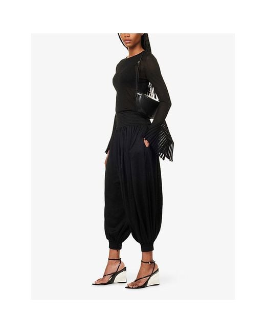 Alaïa Black Noir Draped Jersey Trousers