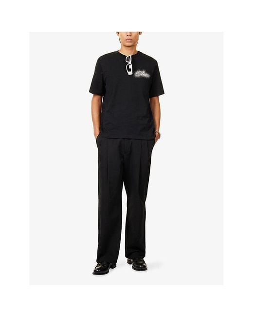 Amiri Black Embellished Script Cotton T-Shirt for men