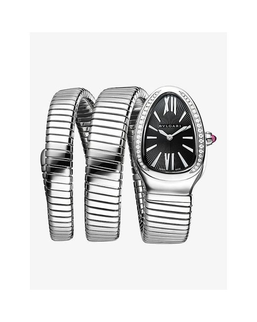 BVLGARI Multicolor Serpenti Tubogas Stainless-Steel And 0.29Ct Diamond Quartz Watch