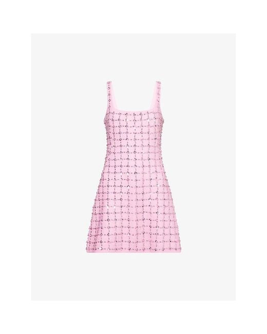 Jonathan Simkhai Ziva Embellished Woven Mini Dress in Pink | Lyst