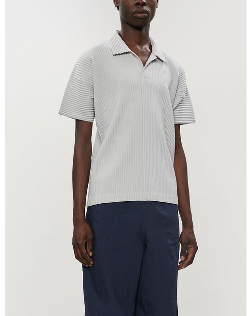 Homme PlissÃ© Issey Miyake Pleated Polo Shirt in Grey (Gray) for Men - Save 4% - Lyst