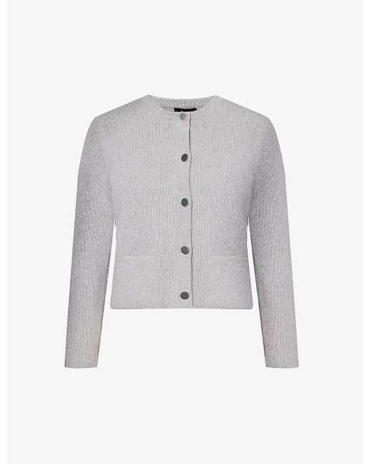 Theory Gray Relaxed-fit Wool And Cashmere-blend Cardigan
