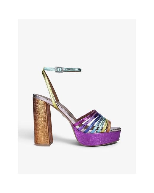 Kurt Geiger Multicolor Pierra Gem-Embellished Leather Platform Sandals