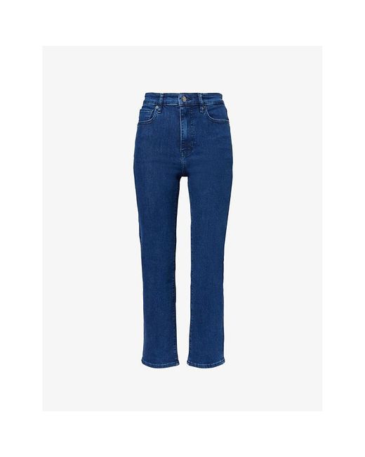 FRAME Blue The Pencil Crop Slim-Leg High-Rise Stretch Cotton-Blend Jeans