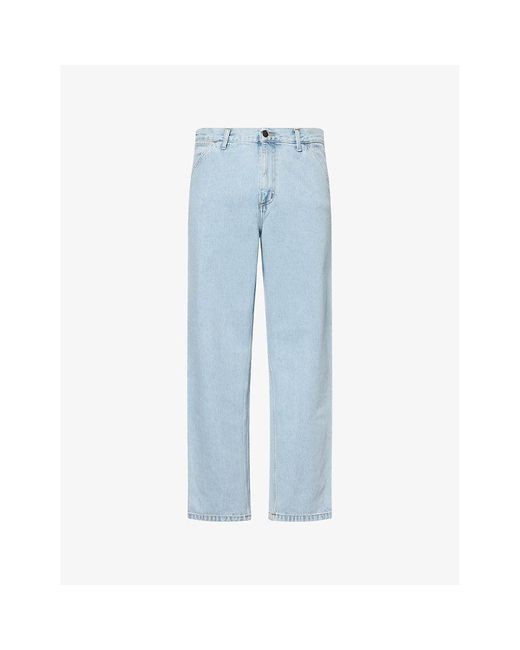 Carhartt Blue Single Knee Brand-Patch Denim Jeans for men