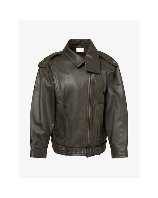 Vince Green Oversized Leather Biker Jacket