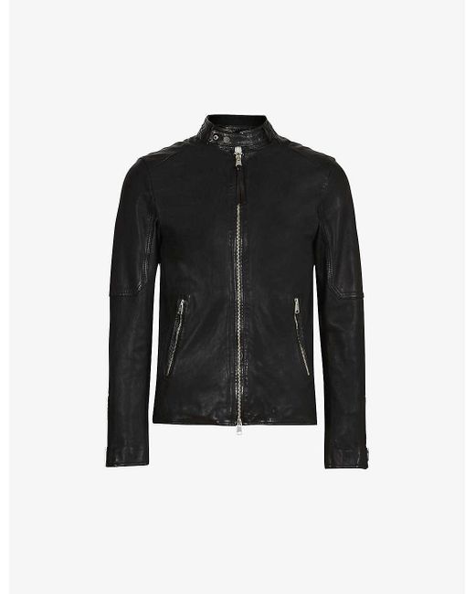 AllSaints Cora Leather Bomber Jacket in Black for Men | Lyst