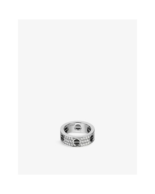Cartier White Love 18Ct- Ceramic And 66 Brilliant-Cut Diamond Ring