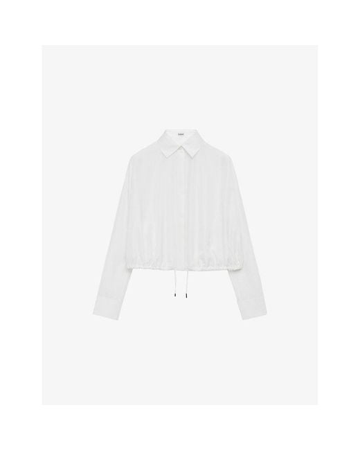 Loewe White Balloon Drawstring-Hem Silk Shirt