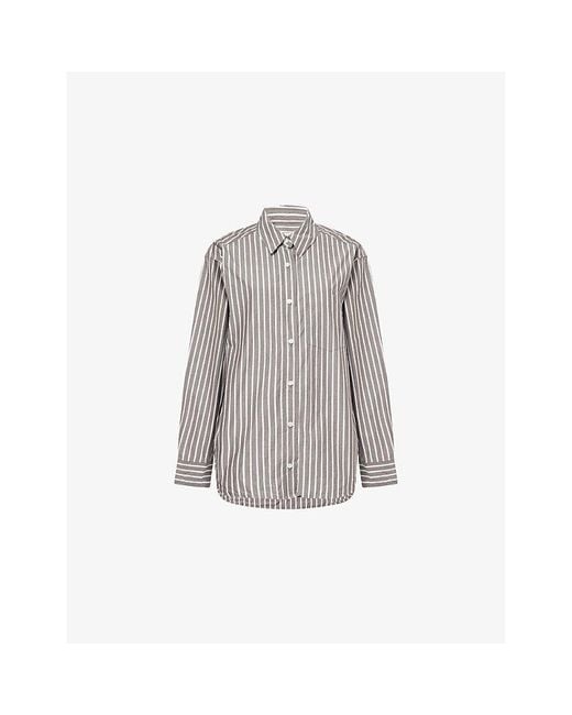 Samsøe & Samsøe Gray Salova Striped Cotton Shirt