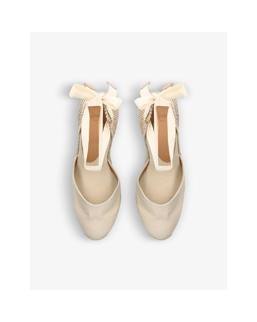 Castaner Natural Carina Self-Tie Cotton Wedge Espadrilles